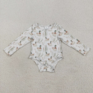 Duck White Boys Fall Romper