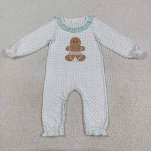 Gingerbread Plaid Ruffles Polka Dots Girls Christmas Romper