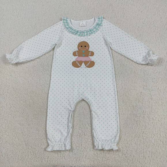 Gingerbread Plaid Ruffles Polka Dots Girls Christmas Romper