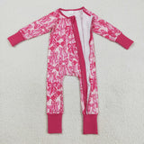 Bow Pattern Hot Pink Girls Fall Romper