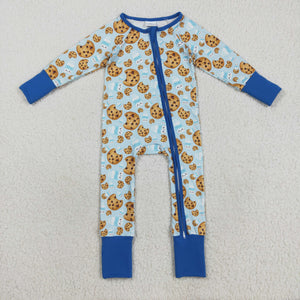 Cookies Milk Blue Boys Christmas Romper