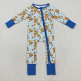 Cookies Milk Blue Boys Christmas Romper