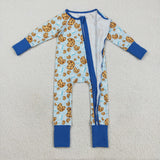 Cookies Milk Blue Boys Christmas Romper