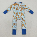 Cookies Milk Blue Boys Christmas Romper