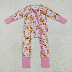 Cookies Milk Pink Girls Christmas Romper