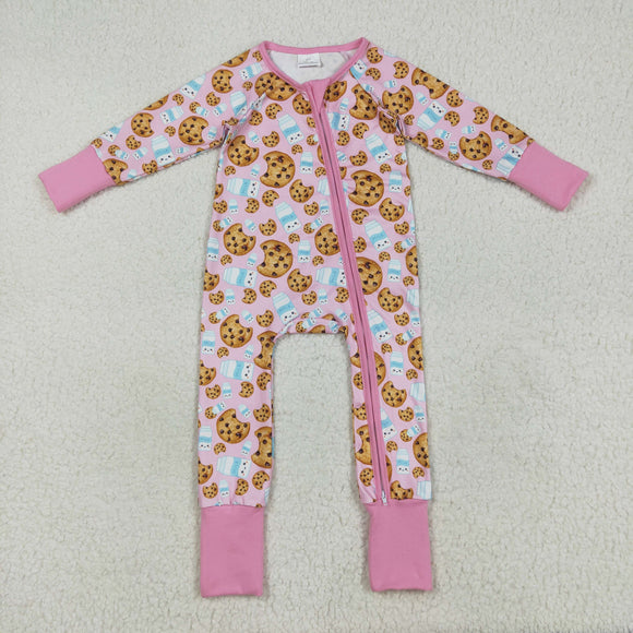 Cookies Milk Pink Girls Christmas Romper