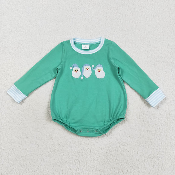 Santa Blue Stripe Boys Christmas Romper
