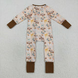 Pumpkin Patch Bow Pattern Girls Fall Romper