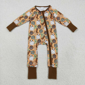 Moon Boots Cactus Cow Pumpkin Boys Halloween Romper
