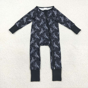 Rodeo Skull Black Boys Halloween Romper