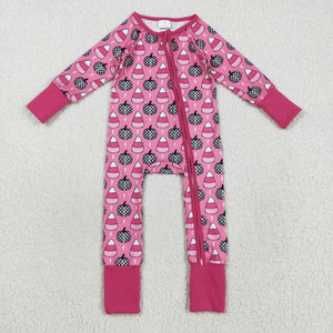 Plaid Pumpkin Candy Hot Pink Girls Halloween Romper