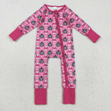 Plaid Pumpkin Candy Hot Pink Girls Halloween Romper