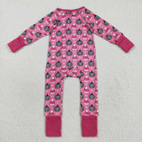 Plaid Pumpkin Candy Hot Pink Girls Halloween Romper
