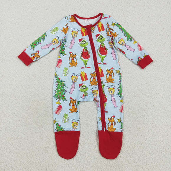 Cartoon Blue Red Boys Christmas Romper