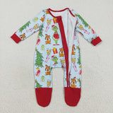 Cartoon Blue Red Boys Christmas Romper