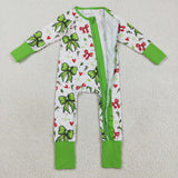 Red Green Bow Pattern Heart Girls Christmas Romper