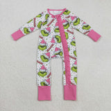 Cartoon Dramatic Pink Ruffles White Girls Christmas Romper