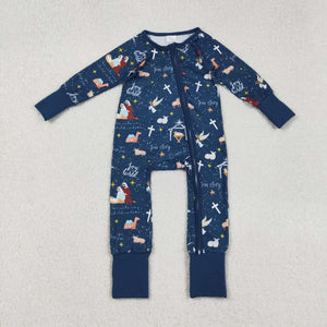 True Story Navy Boys Christmas Romper