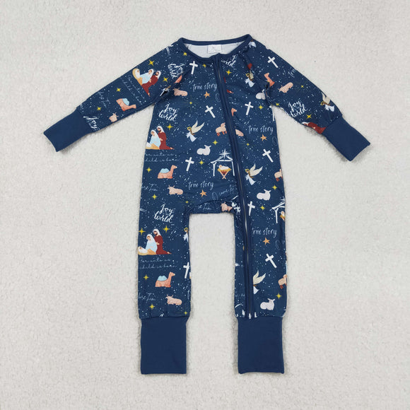 True Story Navy Boys Christmas Romper