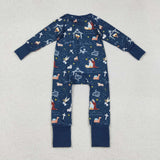 True Story Navy Boys Christmas Romper