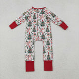 Cartoon Soliders Beige Red Boys Christmas Romper