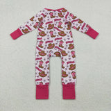 Howdy Boots Plaid Pink Girls Fall Romper
