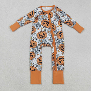 Pumpkin Candy Orange Boys Halloween Romper