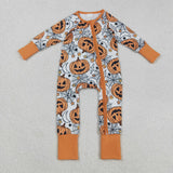 Pumpkin Candy Orange Boys Halloween Romper