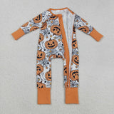 Pumpkin Candy Orange Boys Halloween Romper