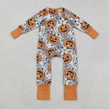 Pumpkin Candy Orange Boys Halloween Romper