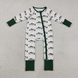 Fish Green White Boys Fall Romper