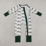 Fish Green White Boys Fall Romper