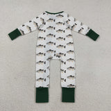 Fish Green White Boys Fall Romper