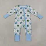 Smile Pumpkin Blue Boys Halloween Romper