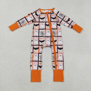 Ghost Bats Plaid Girls Halloween Romper