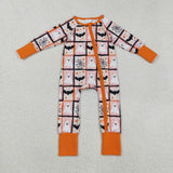 Ghost Bats Plaid Girls Halloween Romper