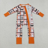 Ghost Bats Plaid Girls Halloween Romper