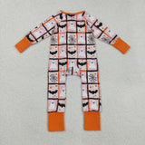 Ghost Bats Plaid Girls Halloween Romper