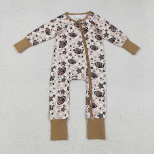Football Stars Plaid Boys Fall Romper