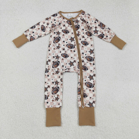 Football Stars Plaid Boys Fall Romper
