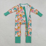 Pumpkin Green Girls Fall Romper