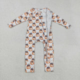 Plaid Bow Pattern Pumpkin White Girls Fall Romper