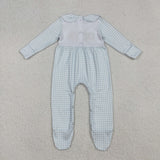 Pumpkin Blue Plaid Boys Fall Romper