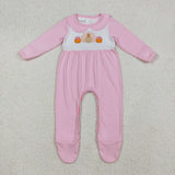 Pumpkin Turkey Pink White Girls Thanksgiving Romper