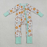 Pumpkin Cyan Beige Boys Fall Romper