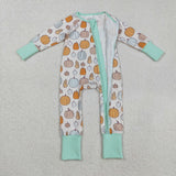 Pumpkin Cyan Beige Boys Fall Romper