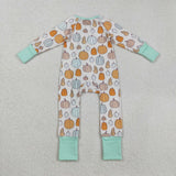 Pumpkin Cyan Beige Boys Fall Romper