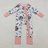 Bow Pattern New Year Pink Girls Fall Romper
