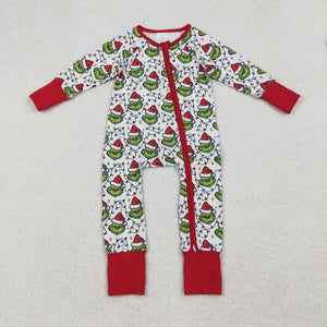 Cartoon Lights Red White Boys Christmas Romper