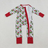 Cartoon Lights Red White Boys Christmas Romper